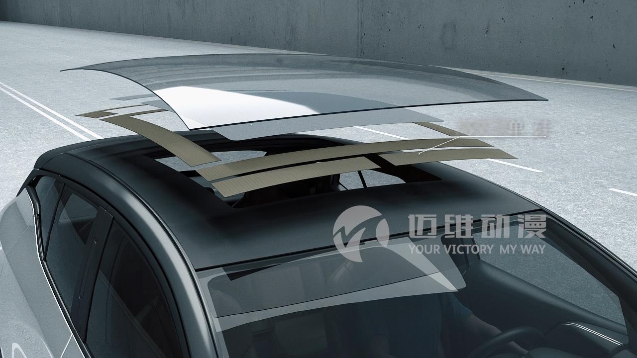 祝賀邁維動(dòng)漫制作汽車(chē)太陽(yáng)能天窗及系統三維動(dòng)畫(huà)宣傳片(圖3)